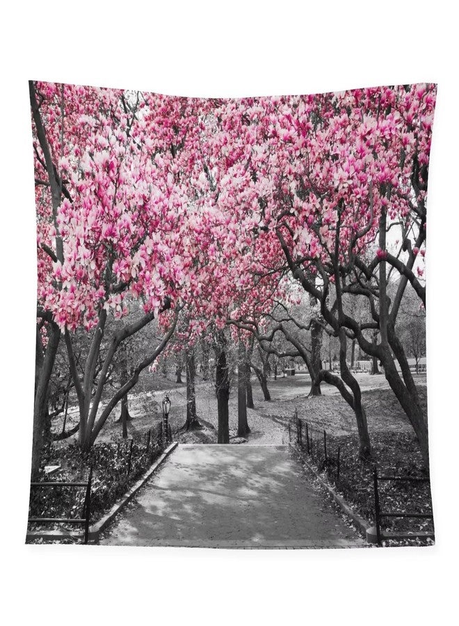 AAVEUP Cherry Blossom Forest Tapestry Pink Beautiful Japanese Nature Cherry Blossom Tree Forest Tapestries for Bedroom Dorm Living Room Decor 30x30in - Image 1